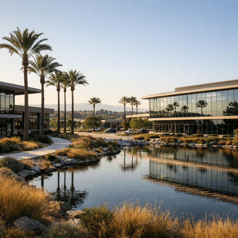 Professional office district near Fairview Park in North Costa Mesa, California